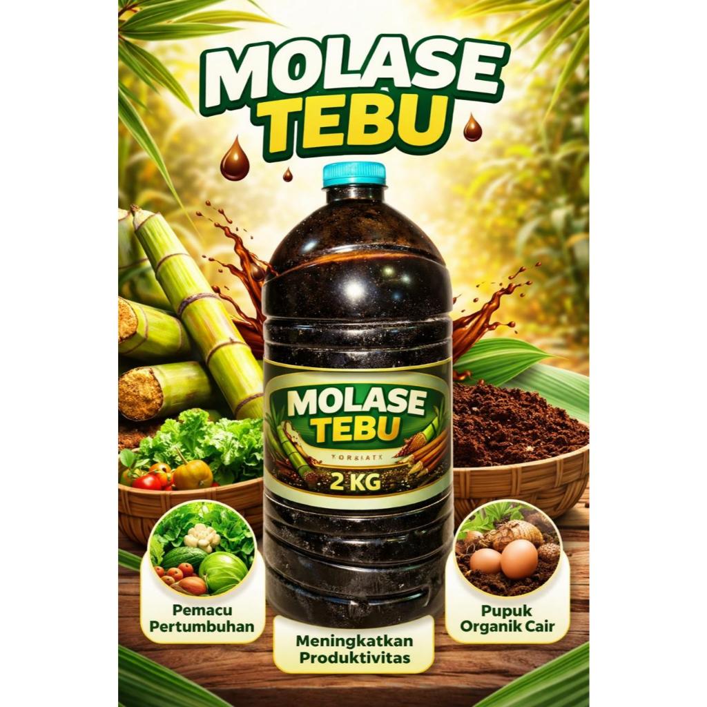Molase Murni 100% kemas 2kg -Tetes Tebu Grade A KENTAL Tanpa Campuran Air - Pakan Ternak & Perikanan