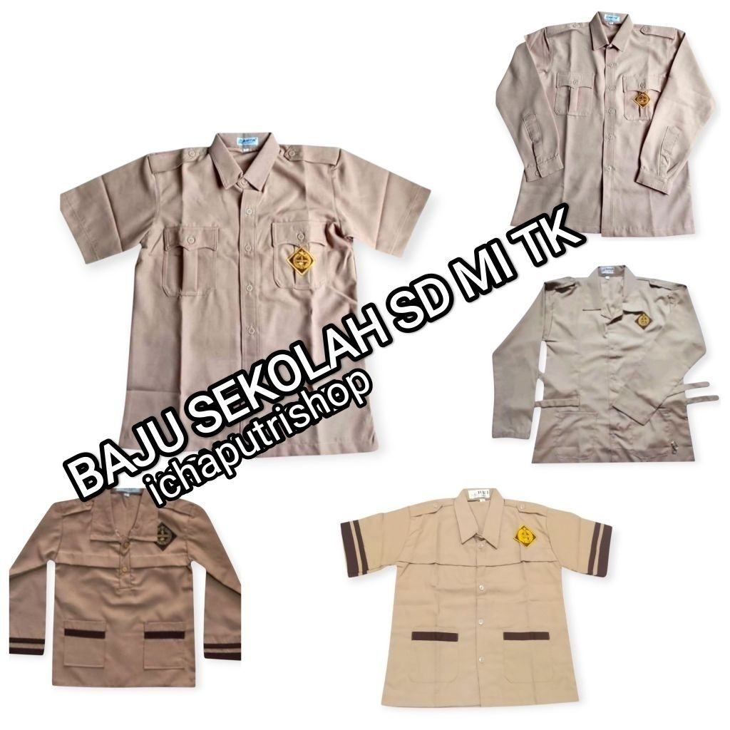 baju/kemeja seragam sekolah SD/MI/TK Pramuka lengan pendek, panjang,siaga pendek, siaga panjang,tali