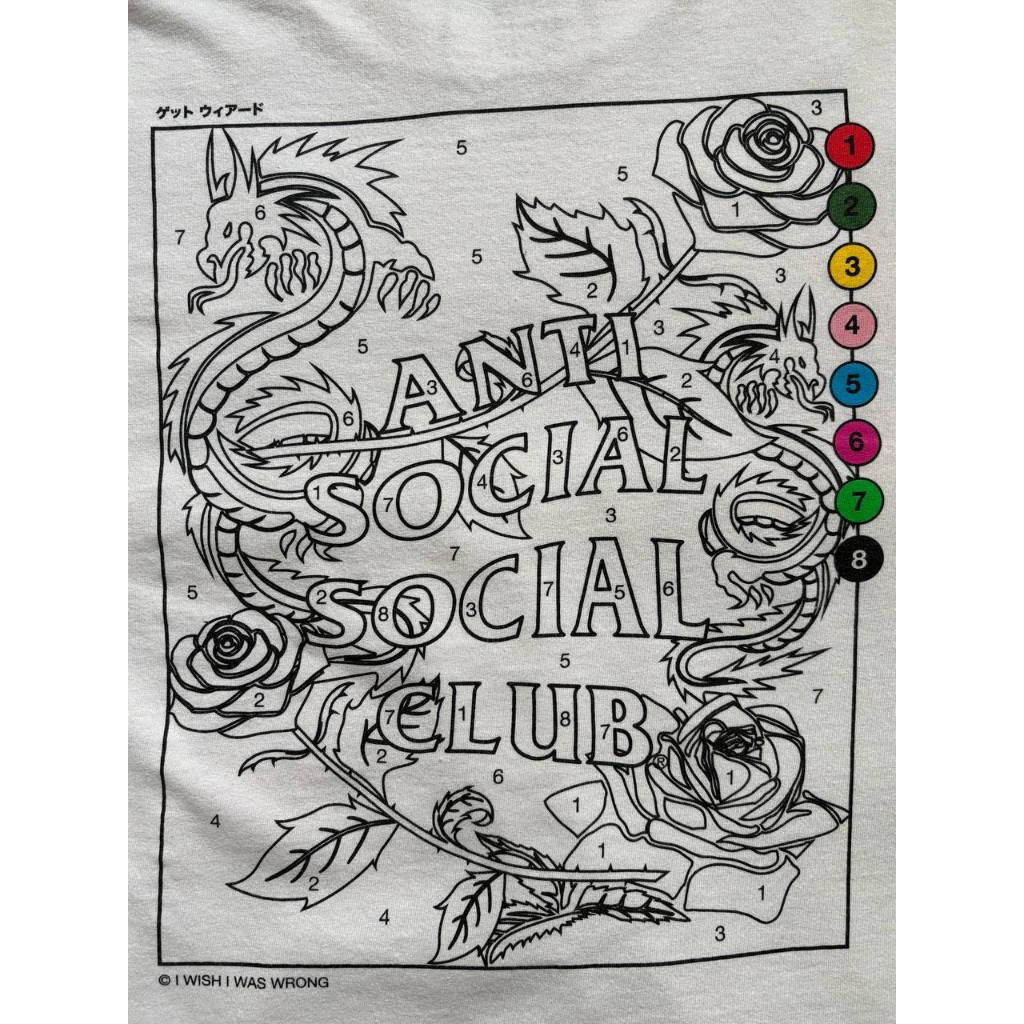 Kaos Putih Multicolor Anti Social Social Club ASSC Graphic Naga, Mawar - ASSC White Shirt Dragon, Ro