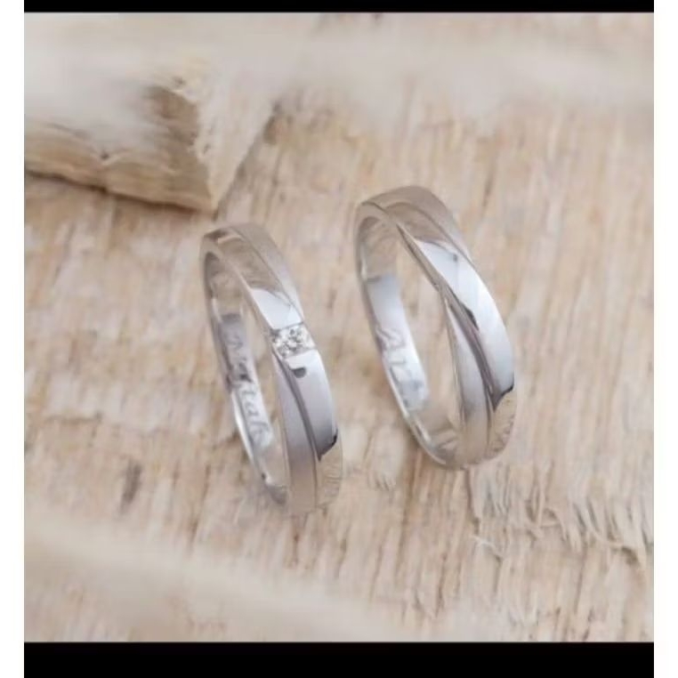 Cincin Perak Couple Model Polos/Cincin Couple Simpel/Cincin Lamaran/Cincin Pria Wanita Terbaru