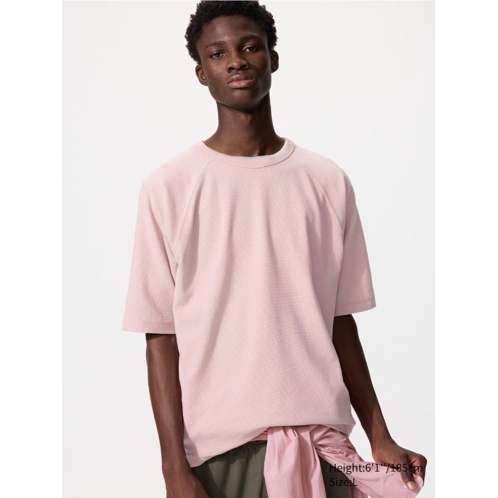 MEN T-Shirt Waffle Dry Kerah Bulat UNIQLO