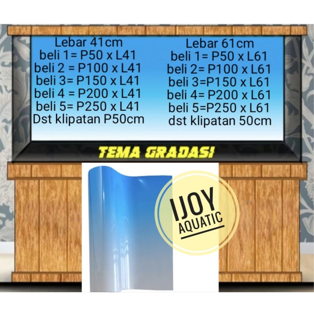 STIKER GRADASI AKUARIUM sticker skotlet background aquarium aquascape