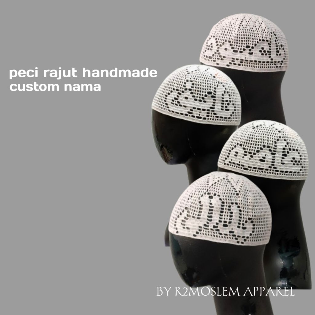 peci rajut handmade | peci rajut custom nama | peci tarim