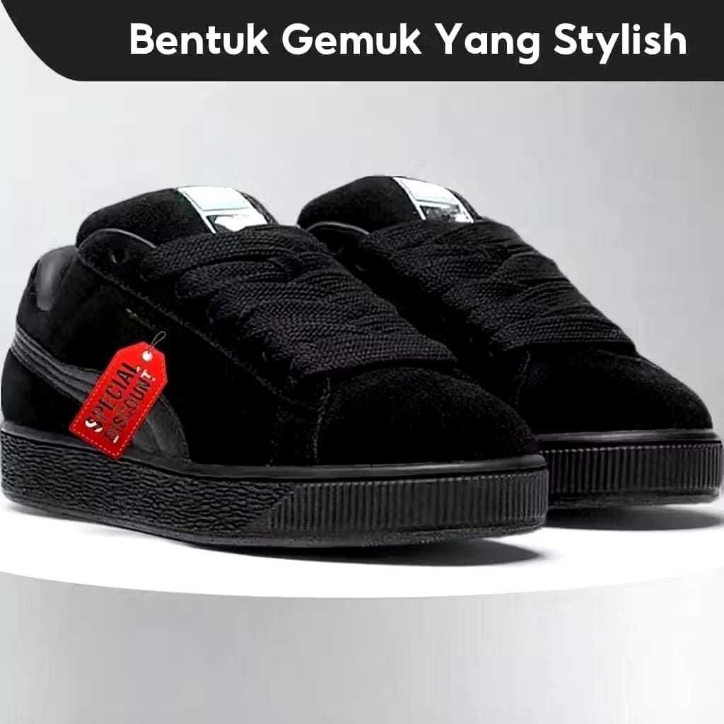 Sepatu Sneakers Hitam Casual Bahan Su3de XL Full Black High Quality Sepatu Pria Wanita Unisex All Bl