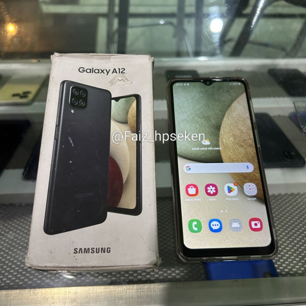 Samsung A12 Fullset Ram 4/128 Handphone Second Bekas Normal Siap Pakai