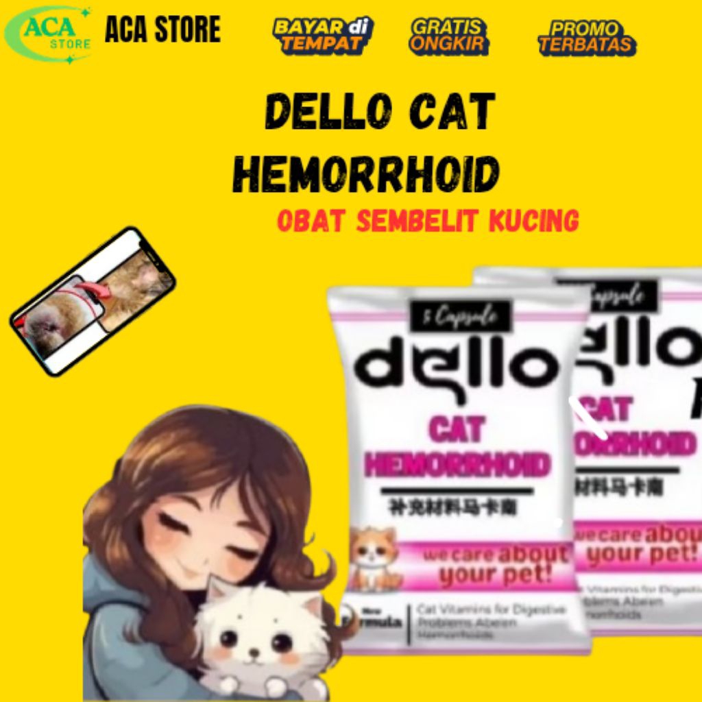 Kapsul Untuk Kucing Susah buang air besar Wasir Ambeyen Dello ACA STORE