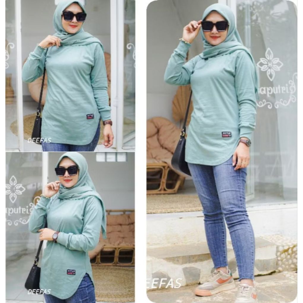 COD Kaos OVaL Wanita // Atasan wanita // Baju Tangan Panjang Wanita Model Body Oval Kaos JUMBO /// Z