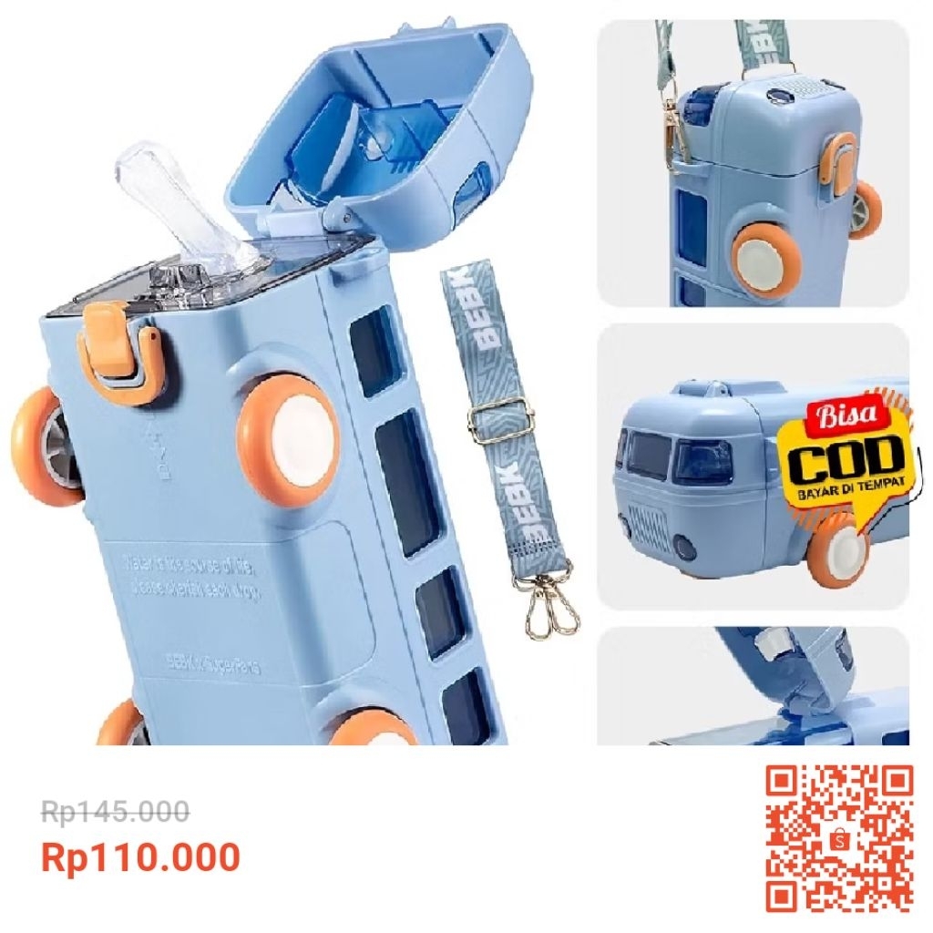 botol Minum Anak bentuk bus sedotan 500ml