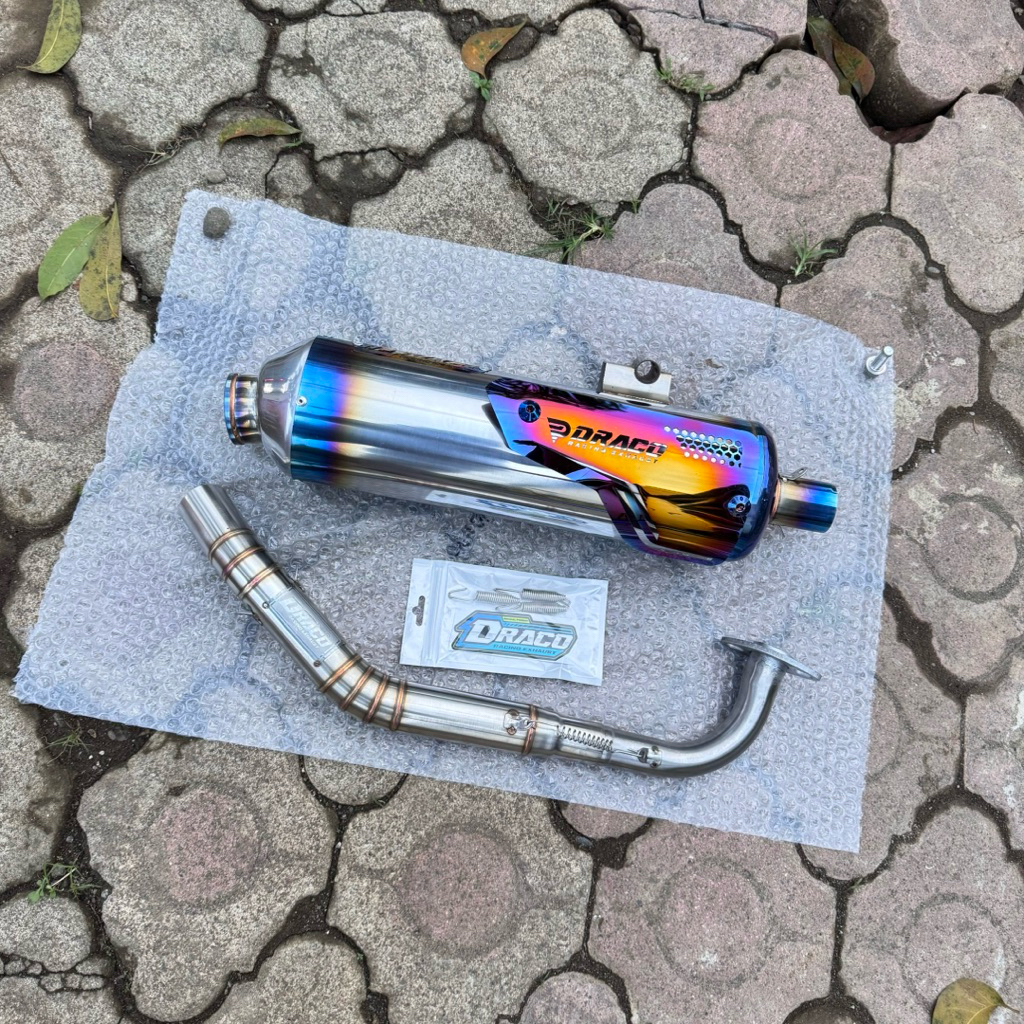 Knalpot standar racing Draco half blue Vario aerox pcx vario 160 nmax new dll lengkap dg tameng blue