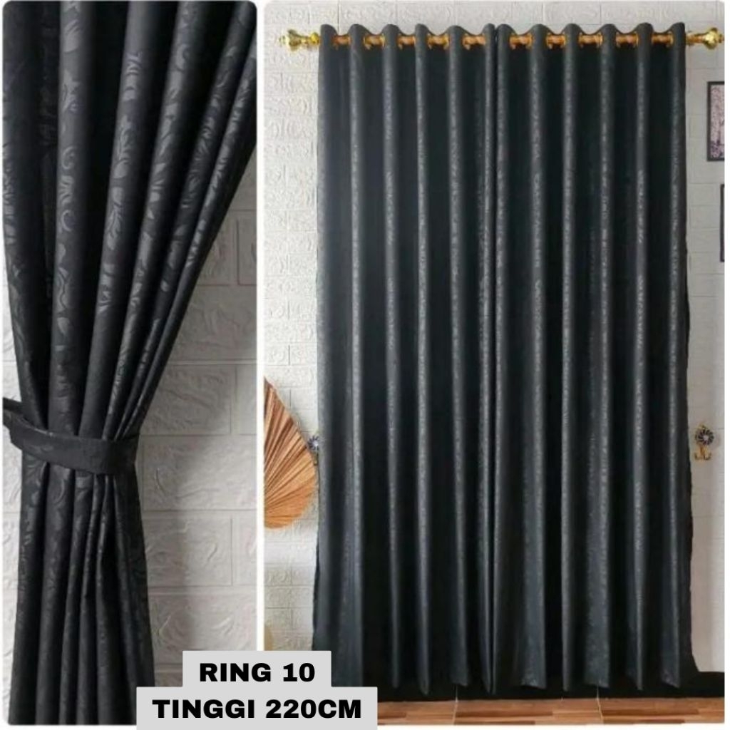 GORDEN PINTU MINIMALIS EMBOSS POLYESTER HORDENG PINTU HORDENG JENDELA TIRAI ABU COKLAT HITAM CREAM U