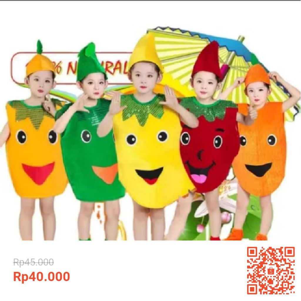 kostum karnaval karakter buah buahan