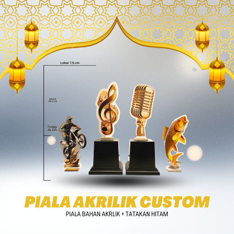 Piala Akrilik Ikan Mas Souvenir Hadiah Lomba Mancing Galatama Kontes Koi Kompetisi Event Aquascape