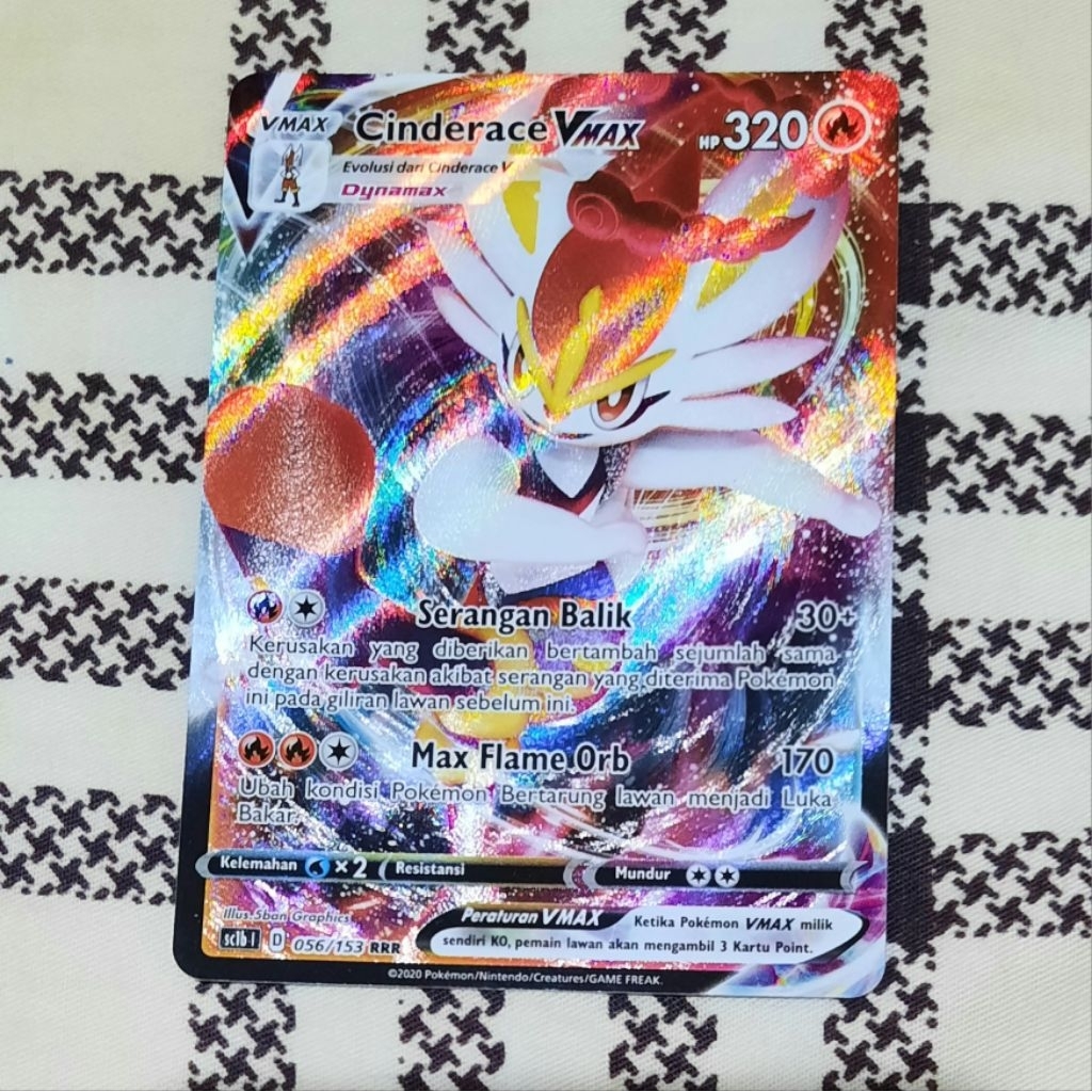 Kartu Pokemon Cinderace Vmax RRR Sc1b tcg bahasa indonesia