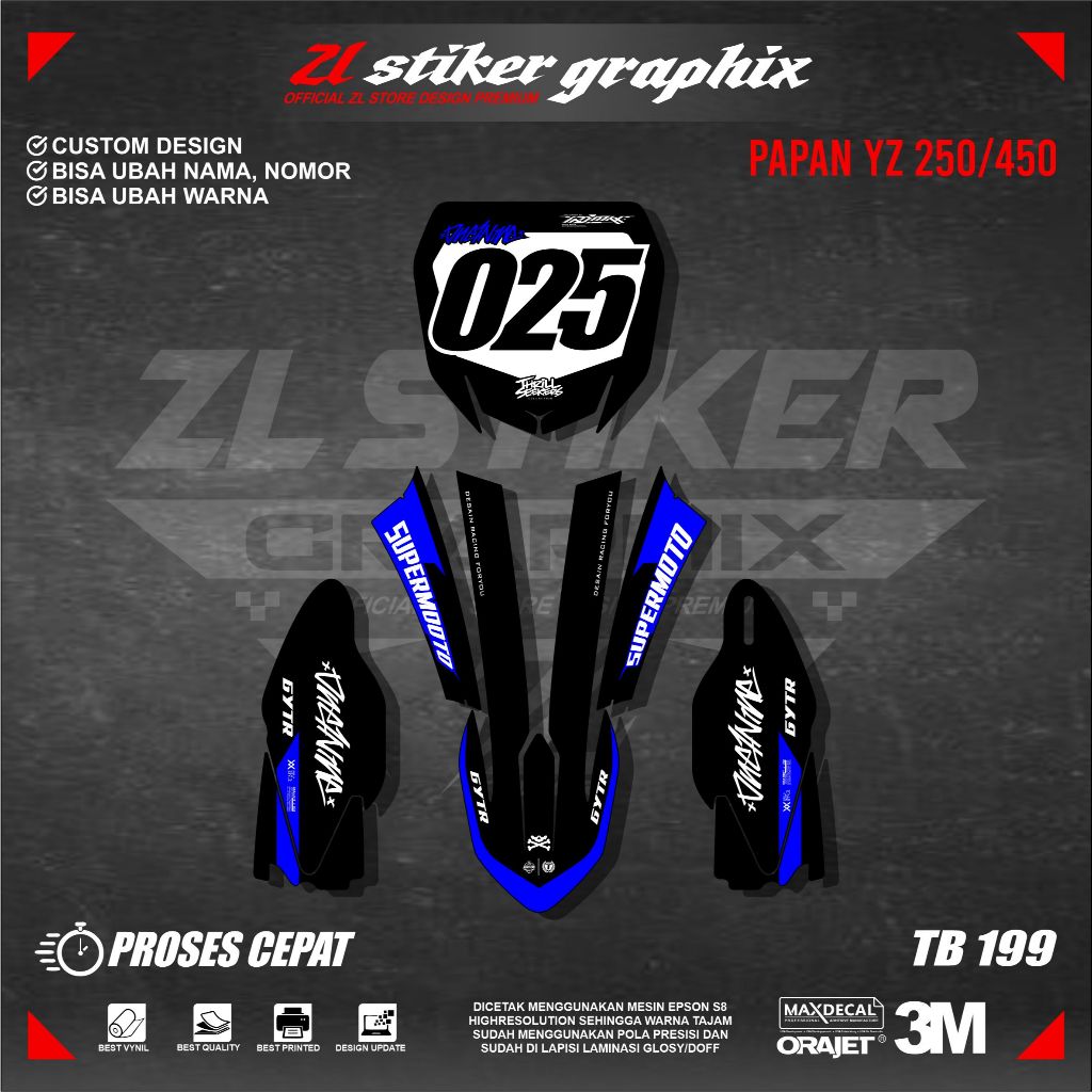 Decal Stiker Papan YZ 250F Premium Hollogram TB199