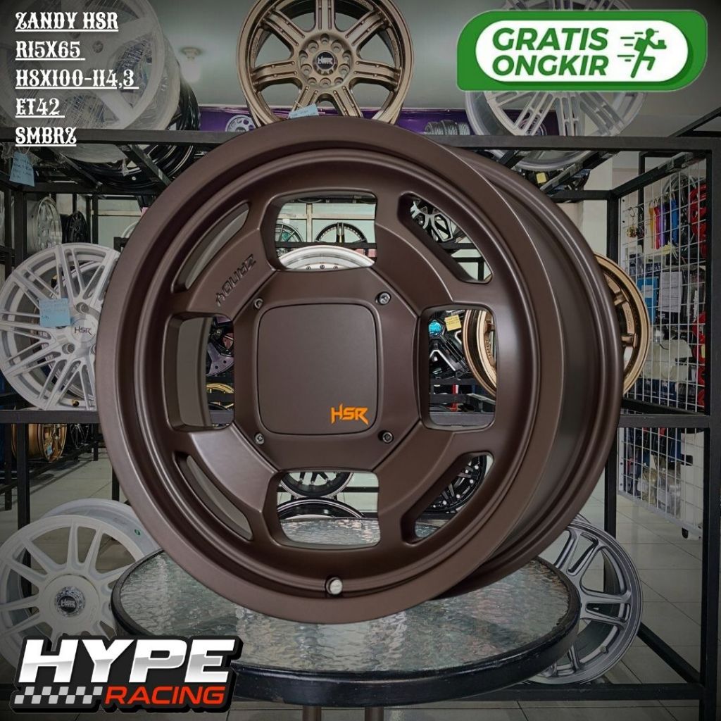 Velg Mobil HSR Zandy R15 Lubang 4 Lebar 6,5 Offset 42 Brio , Agya , Ayla , Ignis , Jazz Ring 15