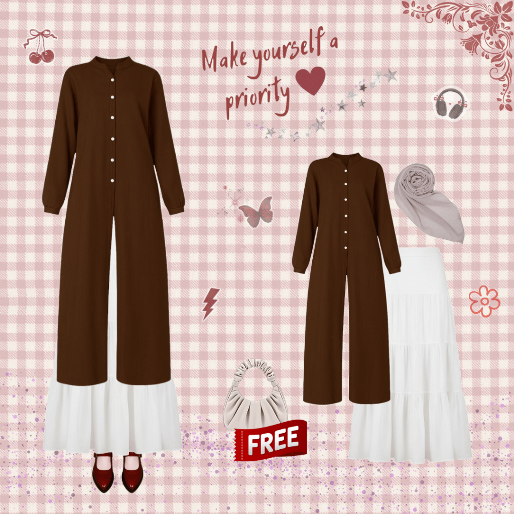 SelunaOutfit Outfit Harian | Tunik Katun + Rok Susun Hyget + Hijab | Set Tunik Wanita 3in1 | SLN152