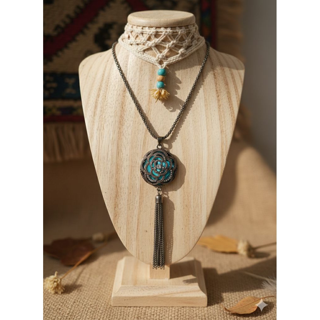 Kalung Mandala Tassel Long Necklace 50cm