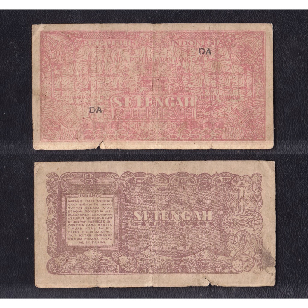 Uang kuno ½ (setengah) rupiah tahun 1947 #Seri ORI-III ...