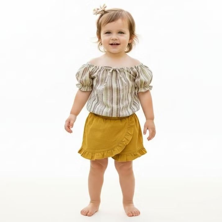 Baju Setelan Celana Anak Perempuan FF Garis Kerut-Kerut