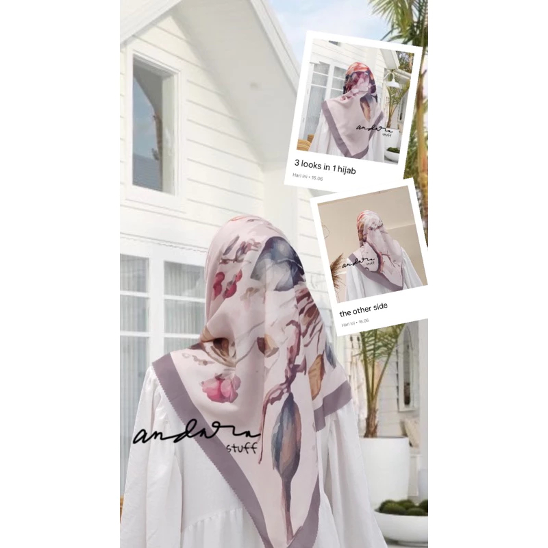 Hijab Voal Motif Premium bunga cream coksu