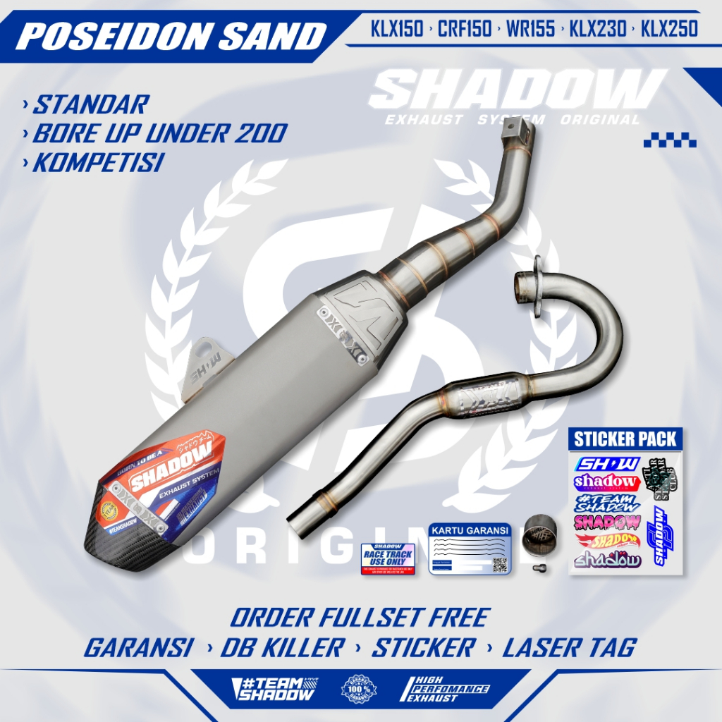 Knalpot CRF150 KLX150 WR155 POSEIDON sandblast Shadow Exhaust System