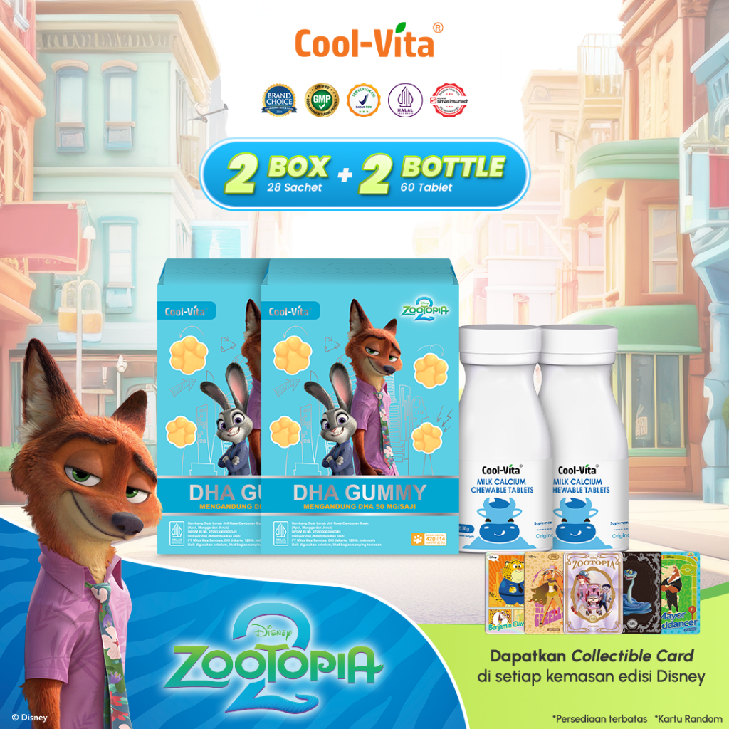 COOLVITA ORIGINAL Bundling 2 Box DHA Gummy + 2 Botol Vitamin Chewable Calcium Tinggi Badan Miss U2