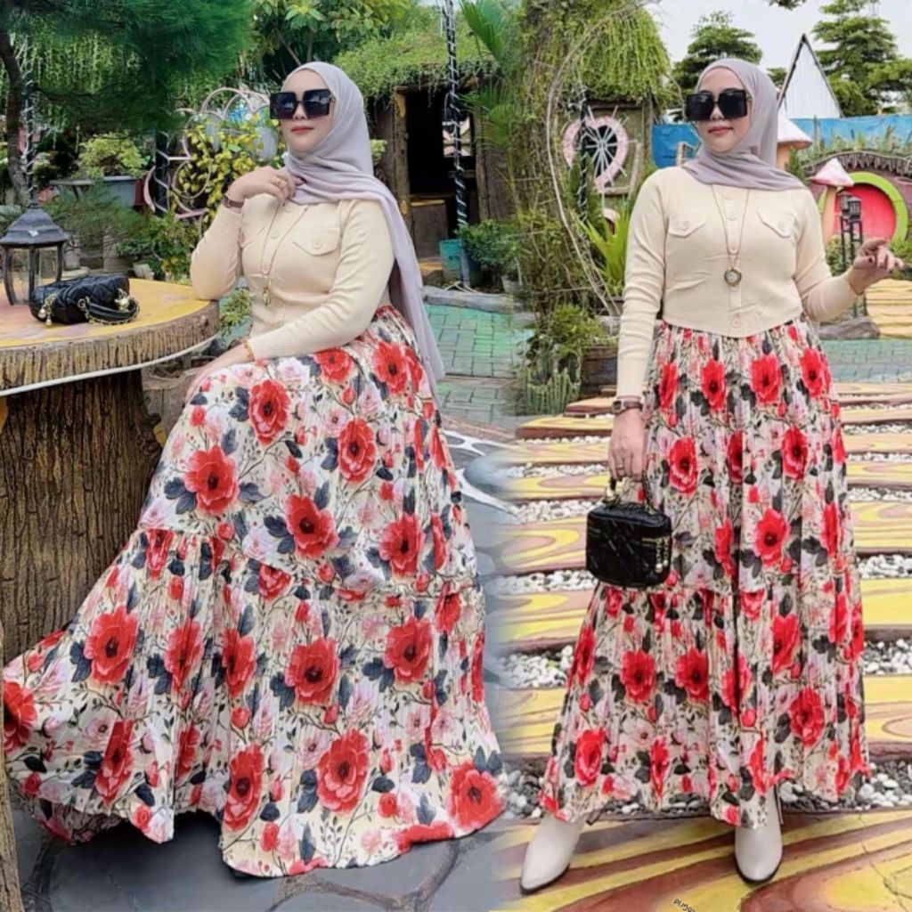 gamis rajut import mix plisket motif terbaru