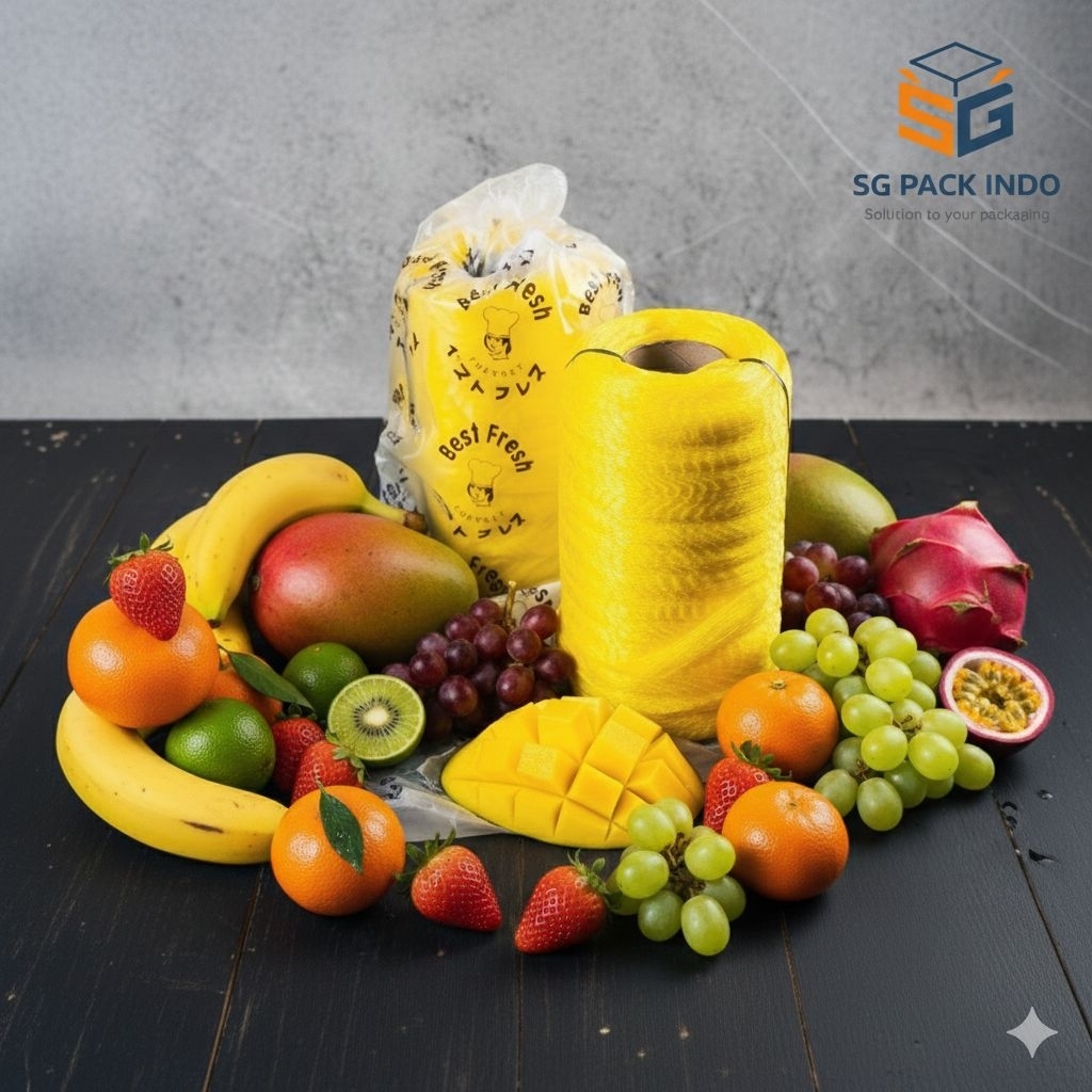 POLYNET Roll BESTFRESH / Jaring Buah 100m Kuning (ECERAN / 1roll)