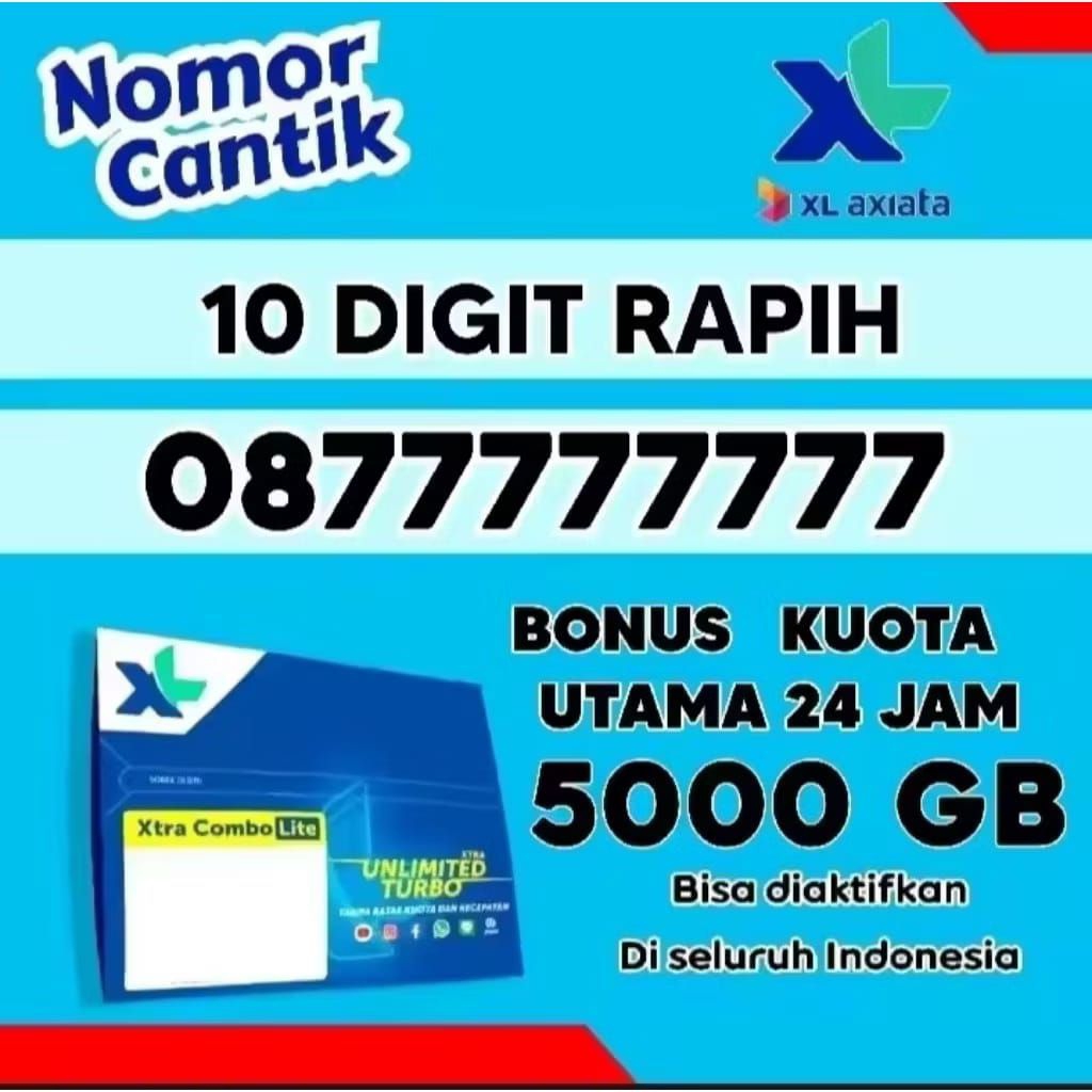 Promo Kartu perdana cantik XL 10 Digit Kartu Prabayar bonus kuota 5000