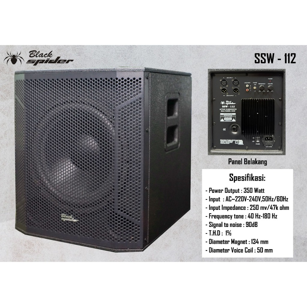 Subwoofer Aktif BLACK SPIDER 12 inch SSW112 / SSW-112 – Active Indoor Subwofer black spider