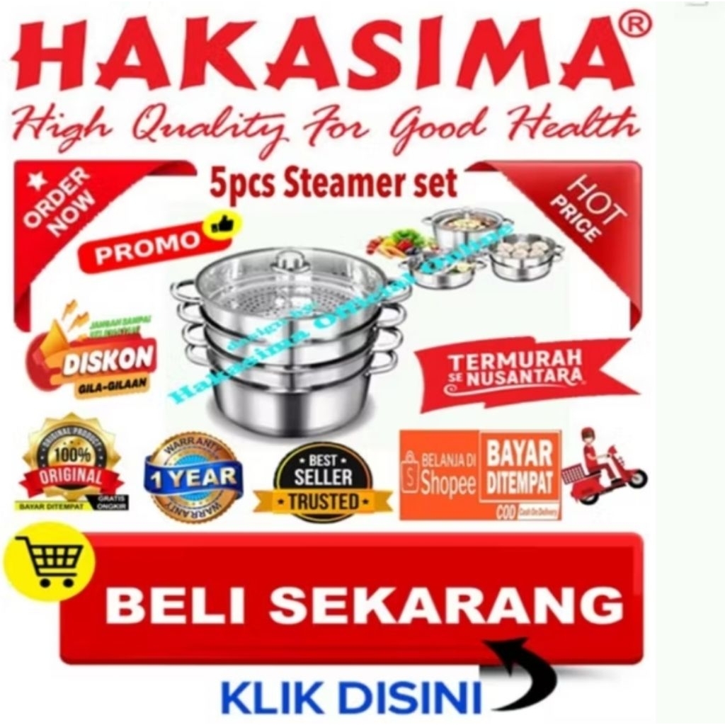 [GARANSI] HAKASIMA 5 PCS STEAMER SET PROMOSALE ALAT MASAK PANCI PENGUKUS SERBAGUNA STA... AYO SILAKA