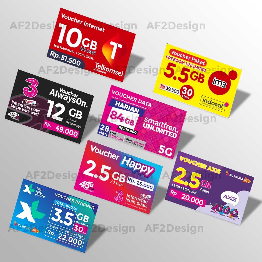 KARTU DISPLAY/PAJANGAN VOUCHER DATA KONTER PULSA (CUSTOM LANDSCAPE)