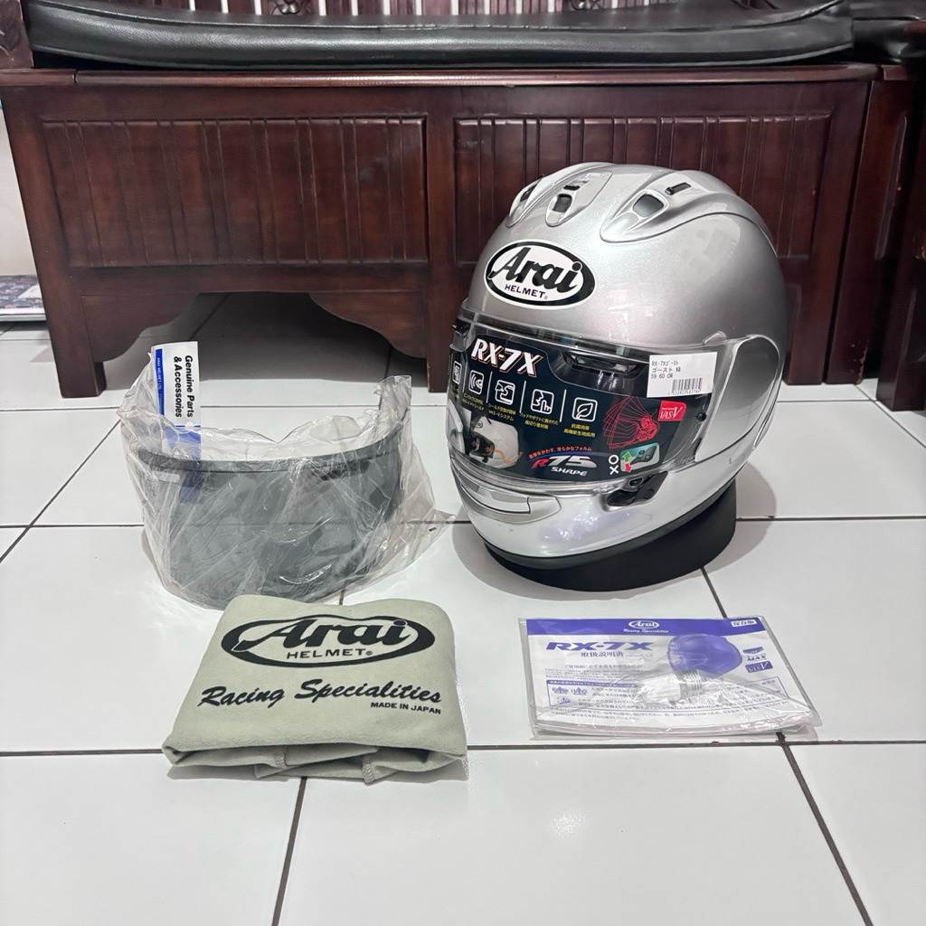 Helm Second Scnd 2nd Arai RX7X Alumunium Silver Size L
