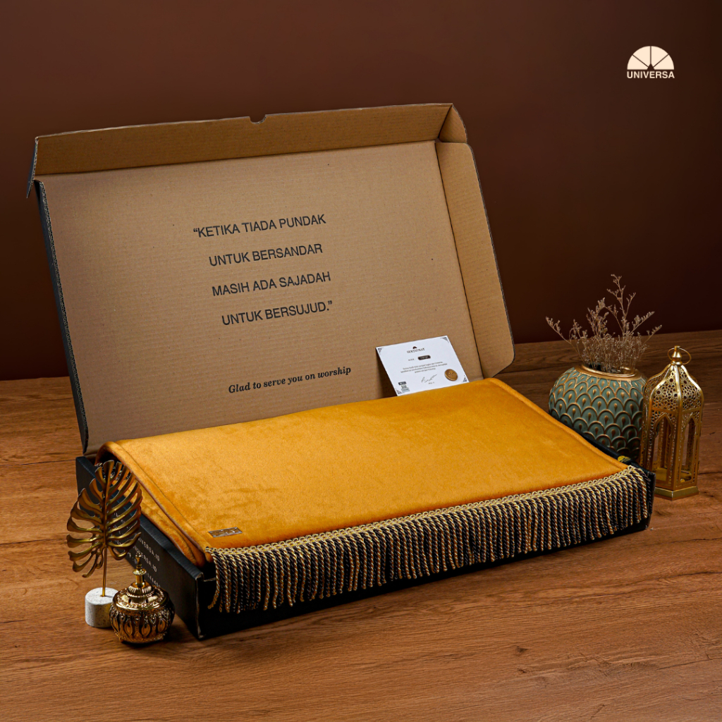 Universa Sajadah Jumbo GOLD XL - Sajadah Imam Polos Tebal Empuk Bulu Busa Rumbai Anti Slip