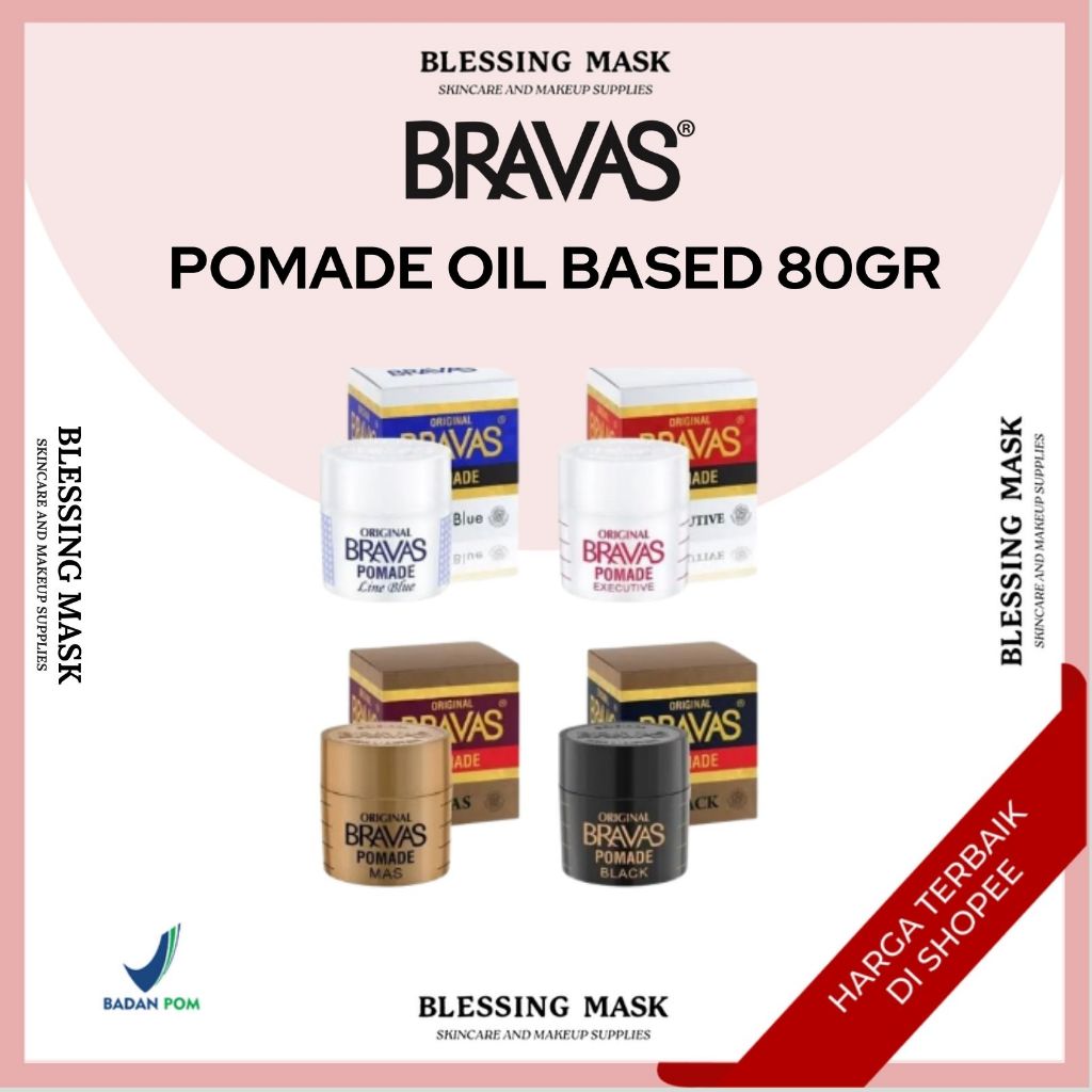 BRAVAS Pomade Oil Based Medium Hold 80g | Perawatan & Kecantikan / Perawatan Pria | Blessingmask