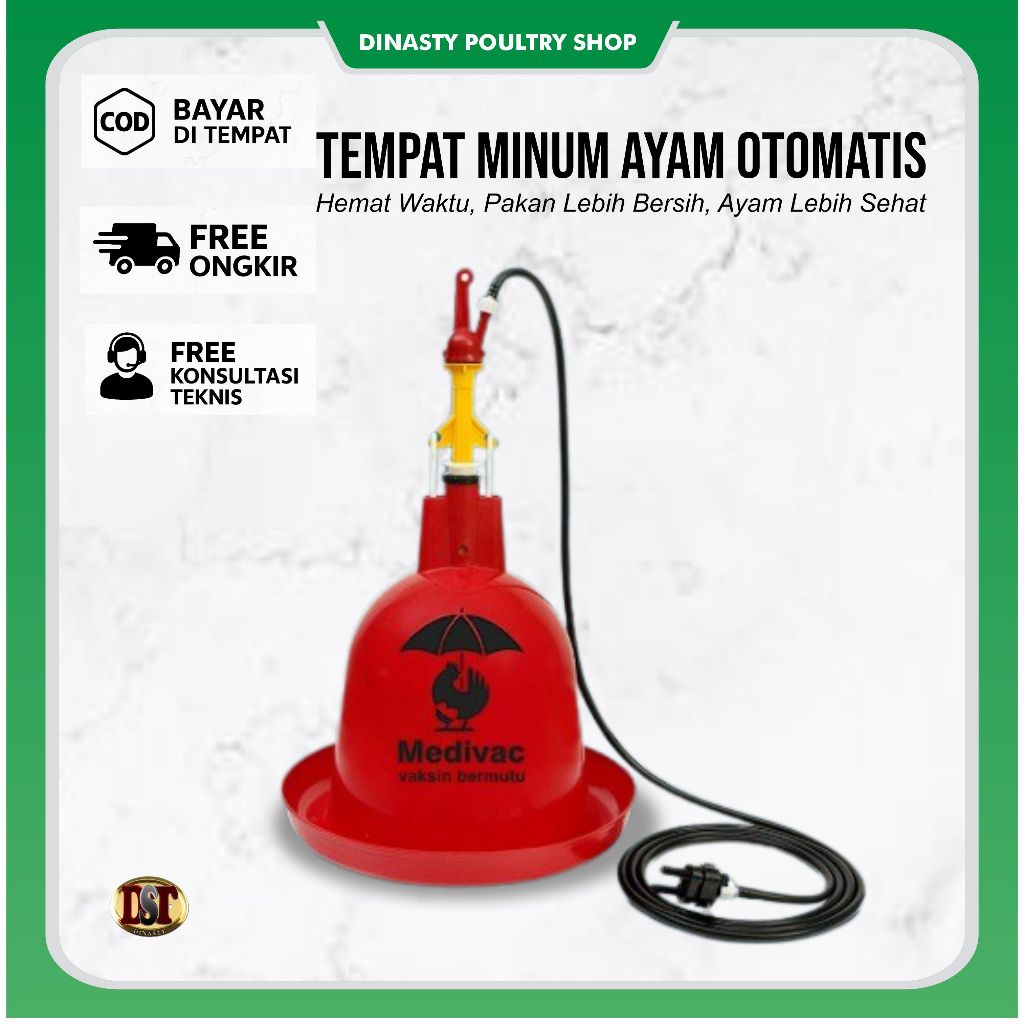 Tempat Minum Ayam Otomatis Gantung Medivac | Drinker Ayam Petelur Pedaging Anti Tumpah