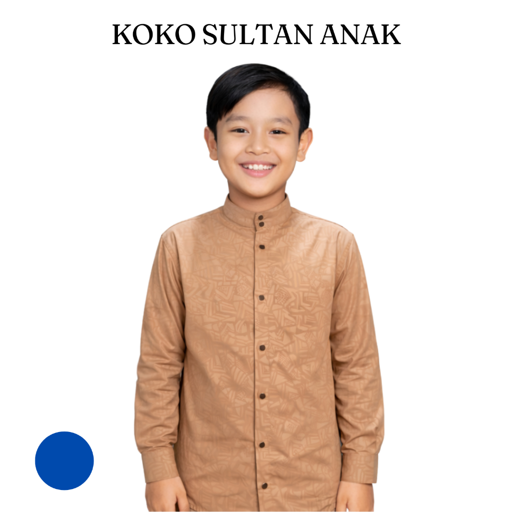 KEMKO Kemeja Koko Sultan Anak Wolfis Embos Motif Embos Hitam Putih Coklat Biru
