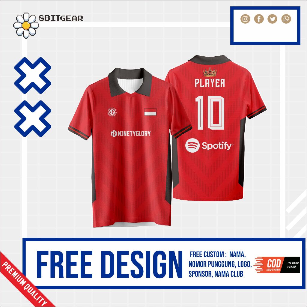 Jersey Futsal Full Printing Bebas Custom Design (BISA SATUAN)