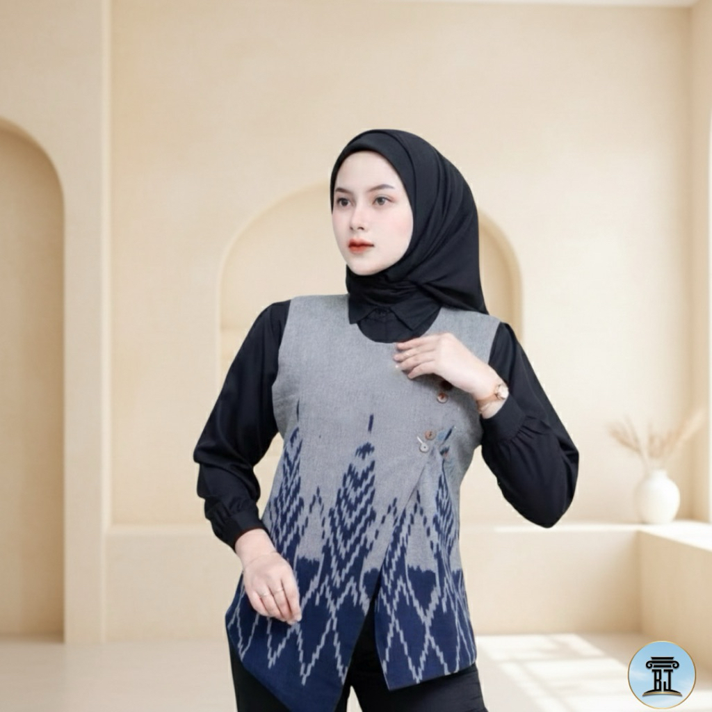 Ready Vest Tenun/Vest Tenun Kartini/Vest Tenun Etnik/Vest Rompi Tenun/Vest Kerja/Rompi Tenun Wanita