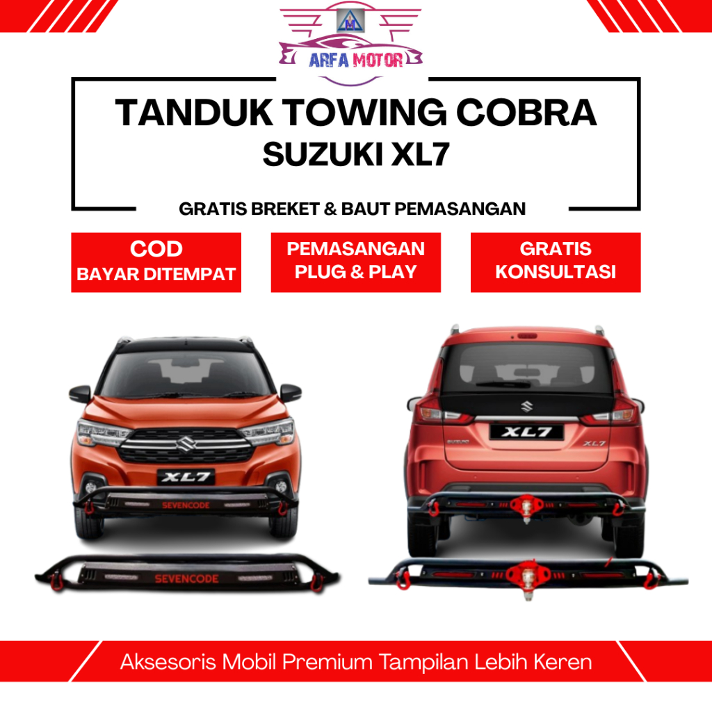 Paket Tanduk Depan XL7 Cobra Besi dan Towing Belakang XL7 model Cobra Besi