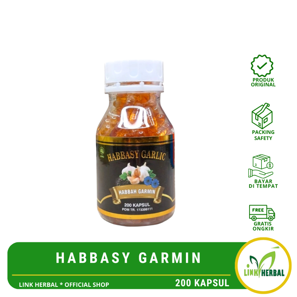Habbasyi Garlic | Habbatussauda | Habbah Garmin isi 200 Kapsul | Habbatussauda Plus Garlic Oil