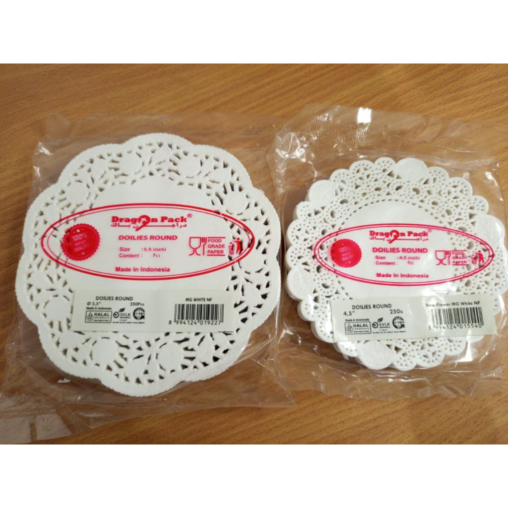 100 Kertas Doilies Renda Putih Tahan Minyak, Alas Kue Higienis