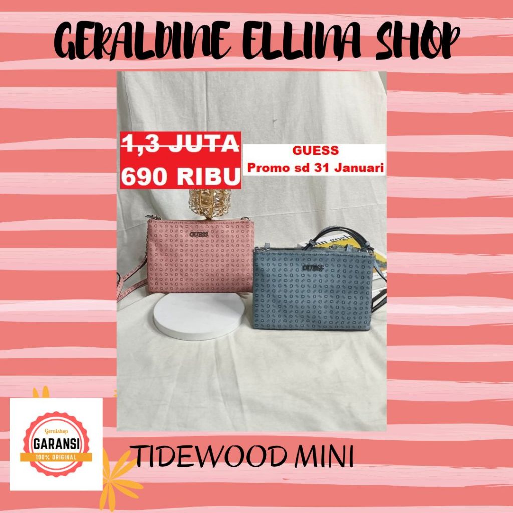 Tas sling bag wanita Guess original store seri TIDEWOOD MINI DOUBLE ZIP