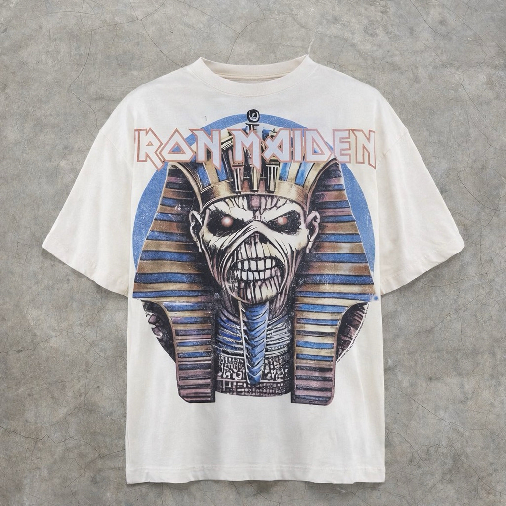 T-Shirt / Tees Bootleg Iron Maiden Powerslave Band White Colour (NEW) | Kaos Bootleg Iron Maiden Pow