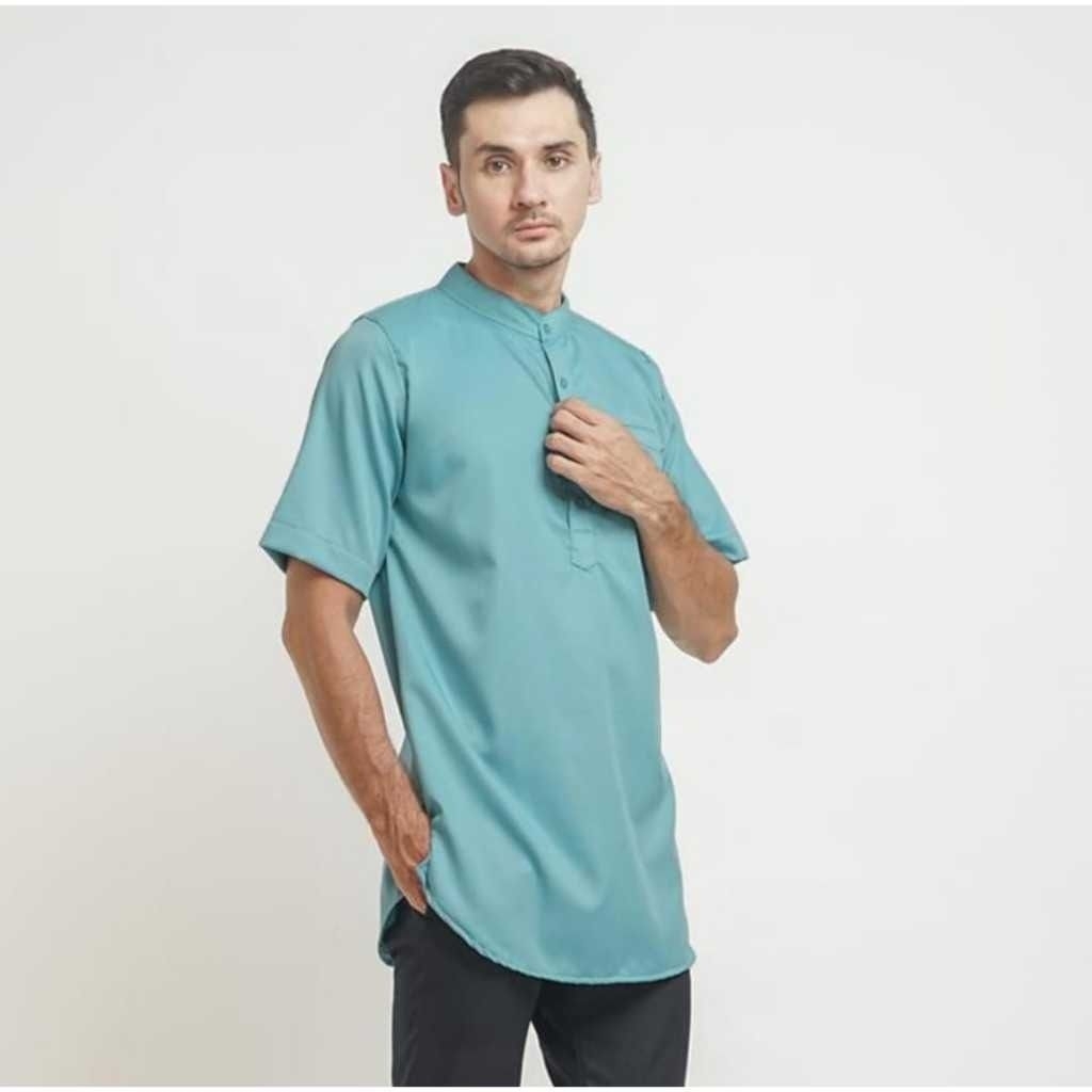 ISAN - BAJU KOKO KURTA POLOS LENGAN PENDEK KATUN TOYOBO IMPORT M L XL XXL JUMBO AYAH BAPAK MUSLIM LE