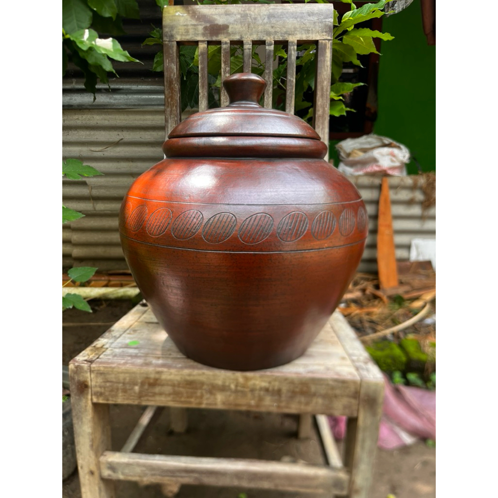 Gentong -+17L (FREE PACKING KAYU) Gentong Beras Air Gerabah Tanah Liat