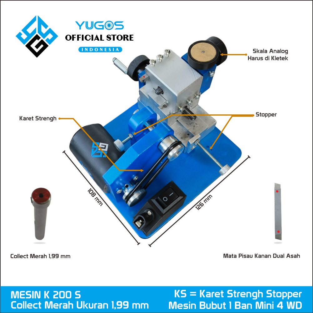 Mesin Bubut mini  4 WD K200 S YUGOS