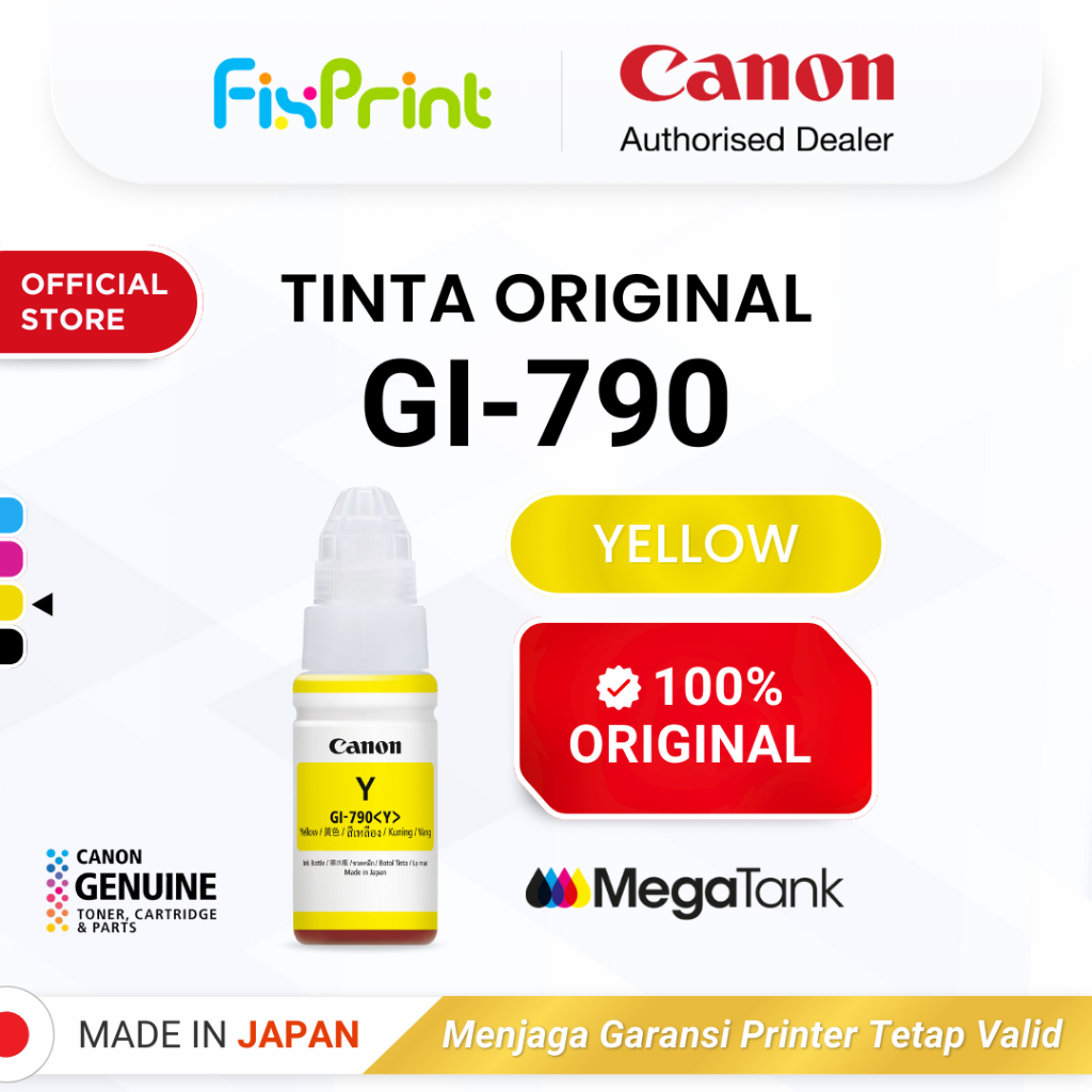 100% ORIGINAL Tinta Canon GI 790 Yellow - Printer G1010 G2010 G3010 G4010