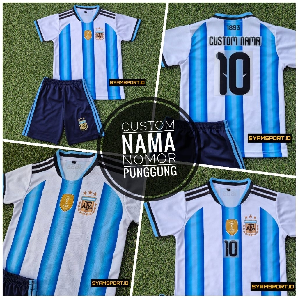 Jersey Timnas Argentina WorldCup 2026 Anak-Anak Sampai Remaja Usia 1-12 Tahun (Baju+Celana) 2026 | J