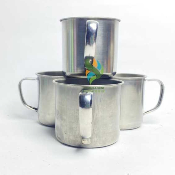 Souvenir Cangkir Enamel Stainless 7cm Mug Minum Kopi Teh Susu Anti Pecah Tumbler Gelas Antik Polos